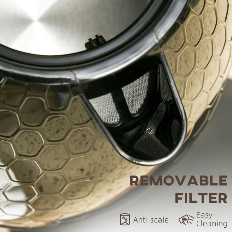 3kW Rapid Boil Black Honeycomb Kettle - Stylish Electric Tea Maker for Fast Boiling Water