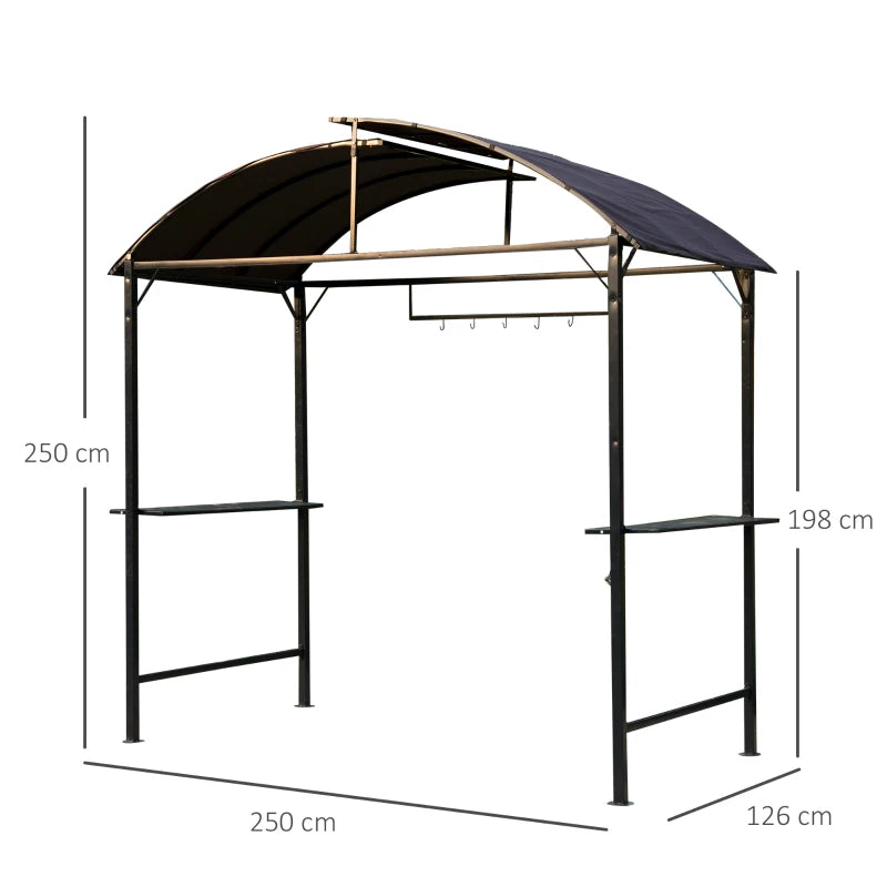 Metal BBQ Gazebo Canopy - Coffee