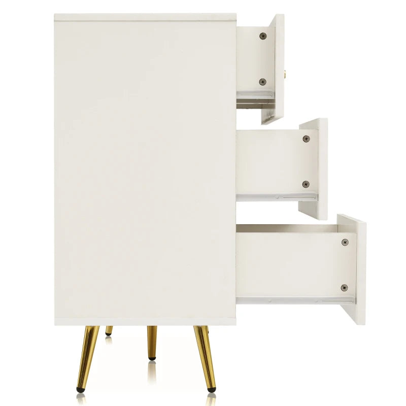 Height Adjustable Kitchen Cupboard with 6 Drawers - Stylish White Cabinet, Wood & Metal, 120x40x85 cm for Optimal Storage