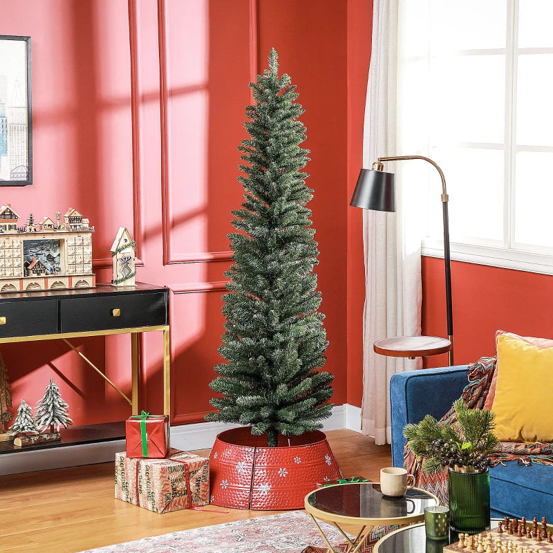 6ft Artificial Green Pencil Christmas Tree - Slim Design for Holiday Decor, Easy Setup, Perfect for Small Spaces
