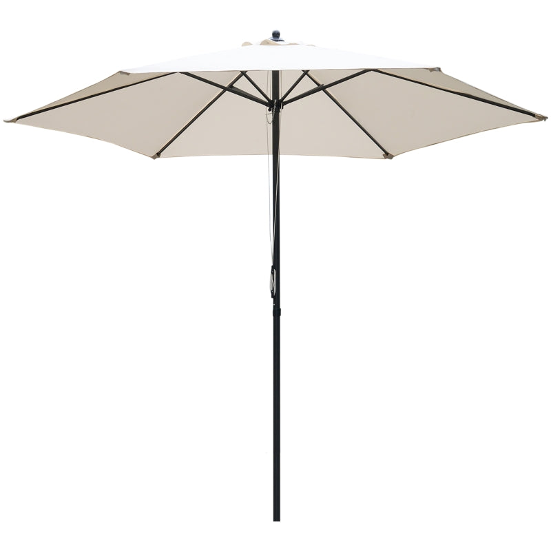 Round Outdoor Market Umbrella, 2.8m Sun Shade Canopy, Off-White