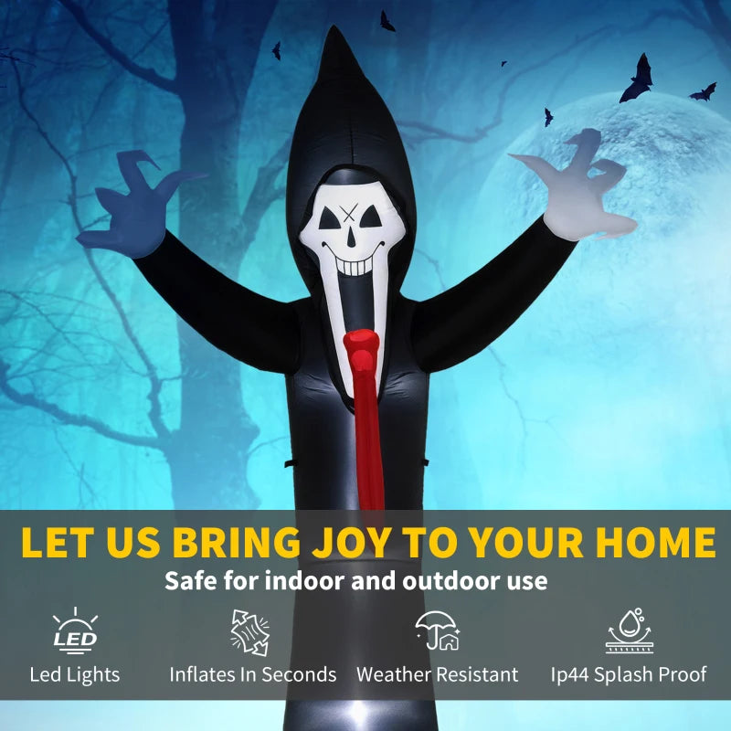 10FT Grim Reaper Halloween Inflatable Decoration with 5 LED Lights - Spooky Blow Up for Indoor & Outdoor Parties