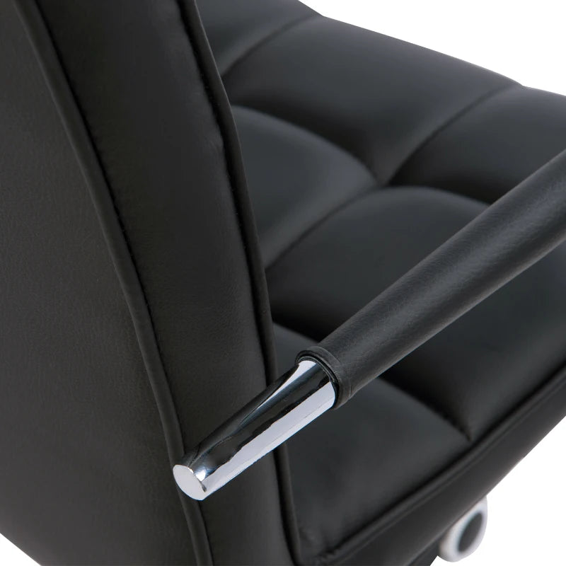 Home Office Chair and Desk Set - Faux Leather Swivel Chair with Storage Shelf, Black Study Desk for Comfort & Style