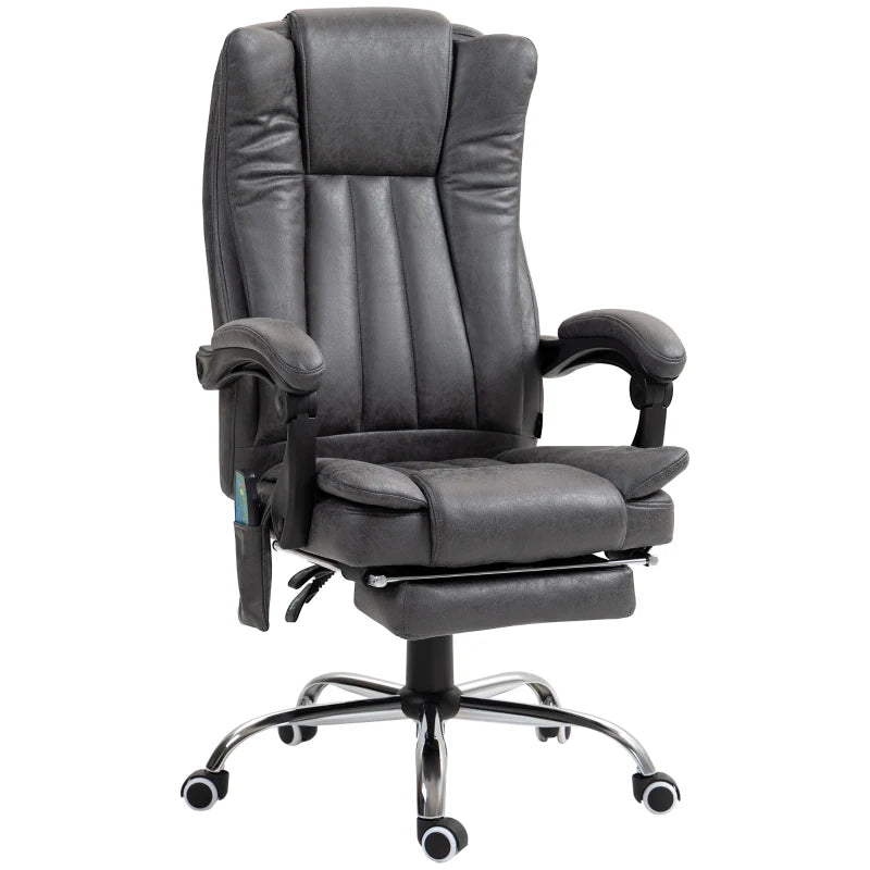 Vinsetto Six-Point Massage Chair with Heat & Footrest - Ergonomic Dark Grey Recliner for Ultimate Relaxation