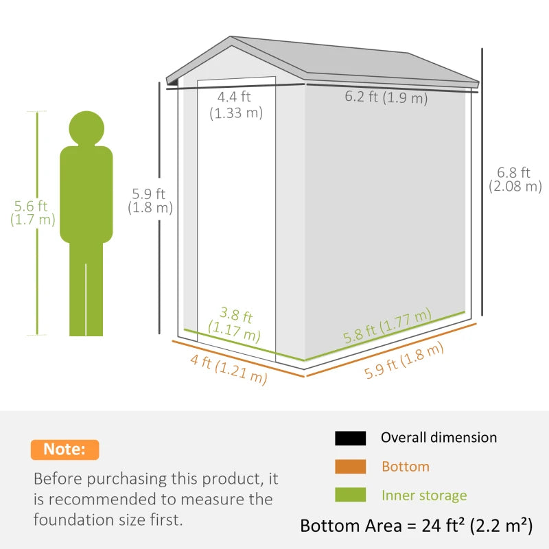 Polypropylene  4ft x 6ft Garden Shed with Foundation Kit