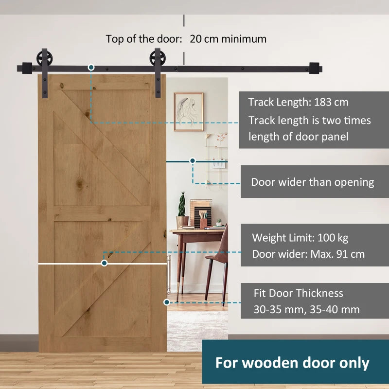 6ft Sliding Barn Door Track Kit Set