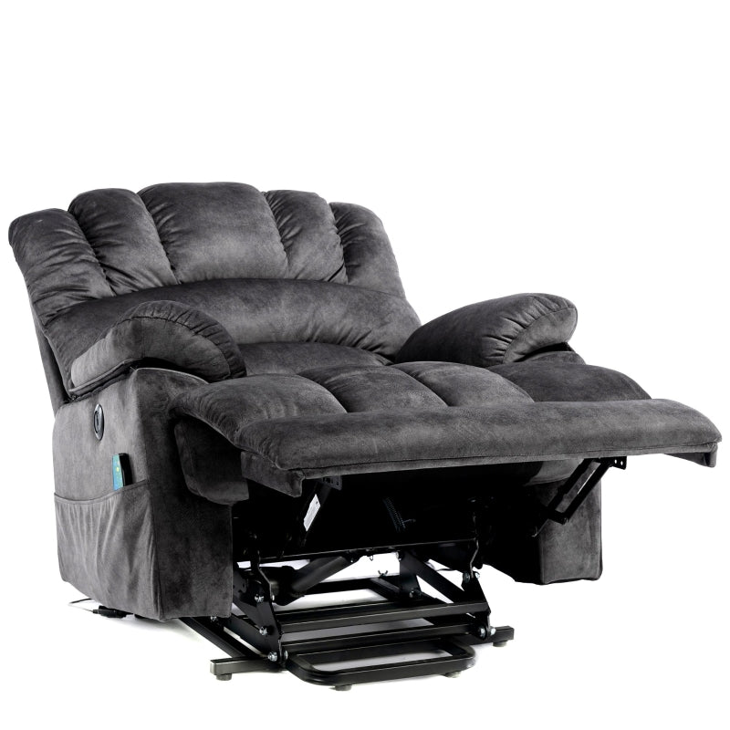 Electric Power Lift Recliner Chair with Heating, Massage, Vibration, USB Ports, and Side Pockets - Grey, 103x100x106 cm