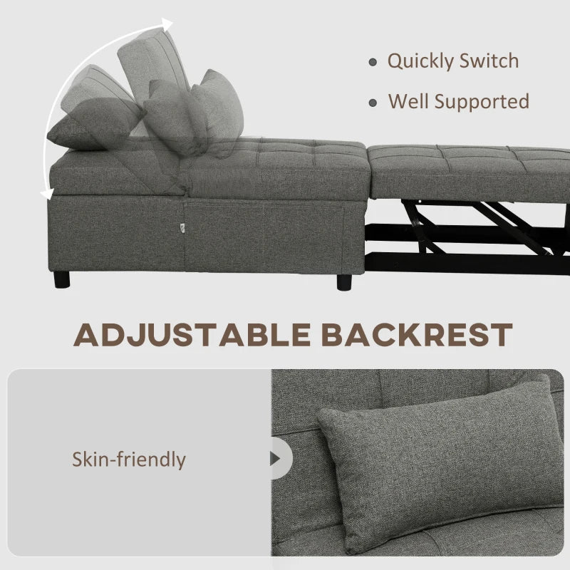 Versatile Dark Grey Four-in-One Sleeper Chair for Compact Living Spaces