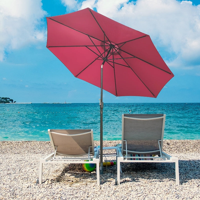 Wine Red 3m Tilt Garden Umbrella with Crank Handle - Outdoor Sun Shade