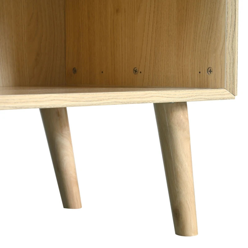 Modern Light Oak Sideboard with Woven Doors, Drawers & Unique Legs - 120L x 40W x 80H cm, Stylish Storage Solution