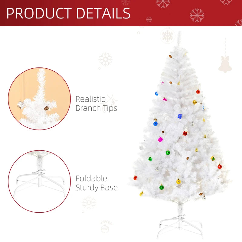 6ft Elegant White Snow Artificial Christmas Tree with Metal Stand - Seasonal Home Decorations for Holiday Cheer