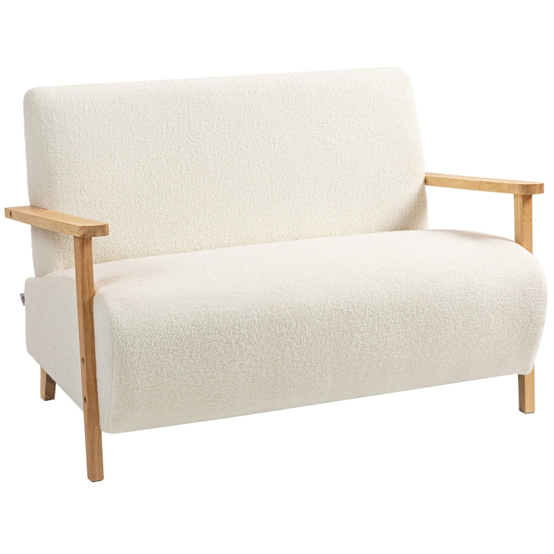 Cream White Small Sherpa Fabric 2 Seater Sofa Settee for Compact Living Spaces