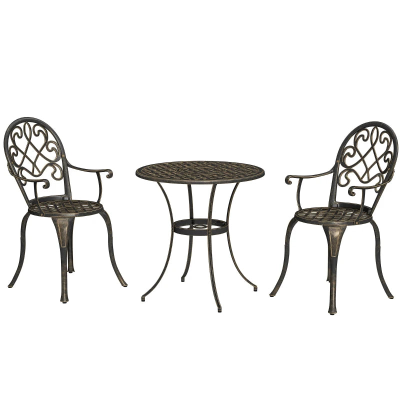 Elegant Bronze Aluminium Garden Set - 3-Piece Outdoor Furniture Set