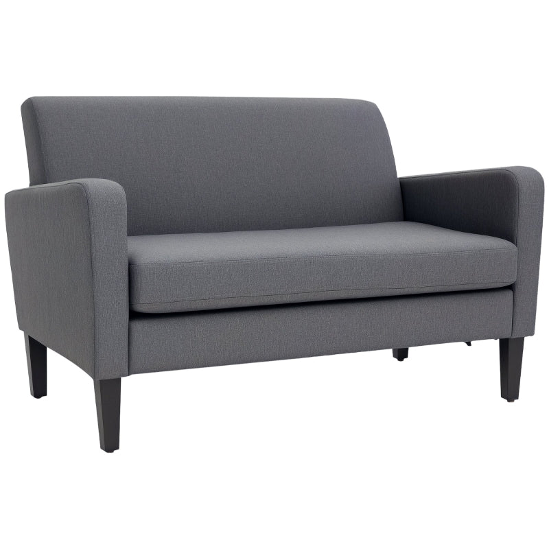 Modern Curved 2-Seat Sofa Loveseat with Thick Cushions and Wooden Legs for Compact Living Spaces in Grey