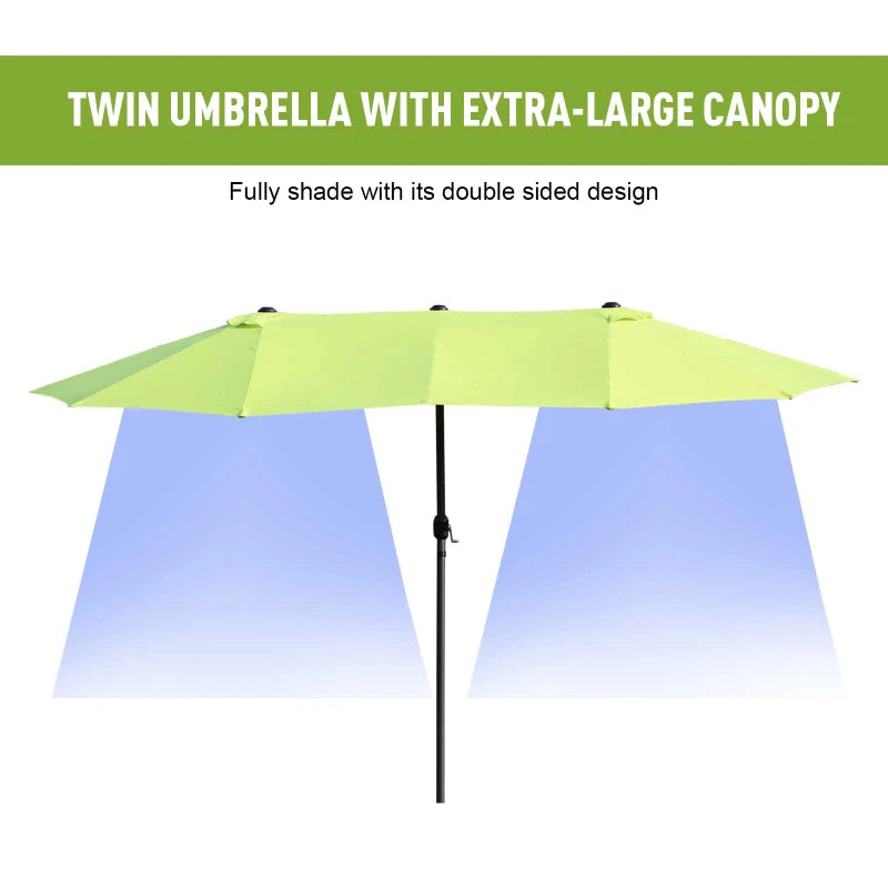 Grass Green Double-Sided Patio Umbrella - 2.7m Diameter