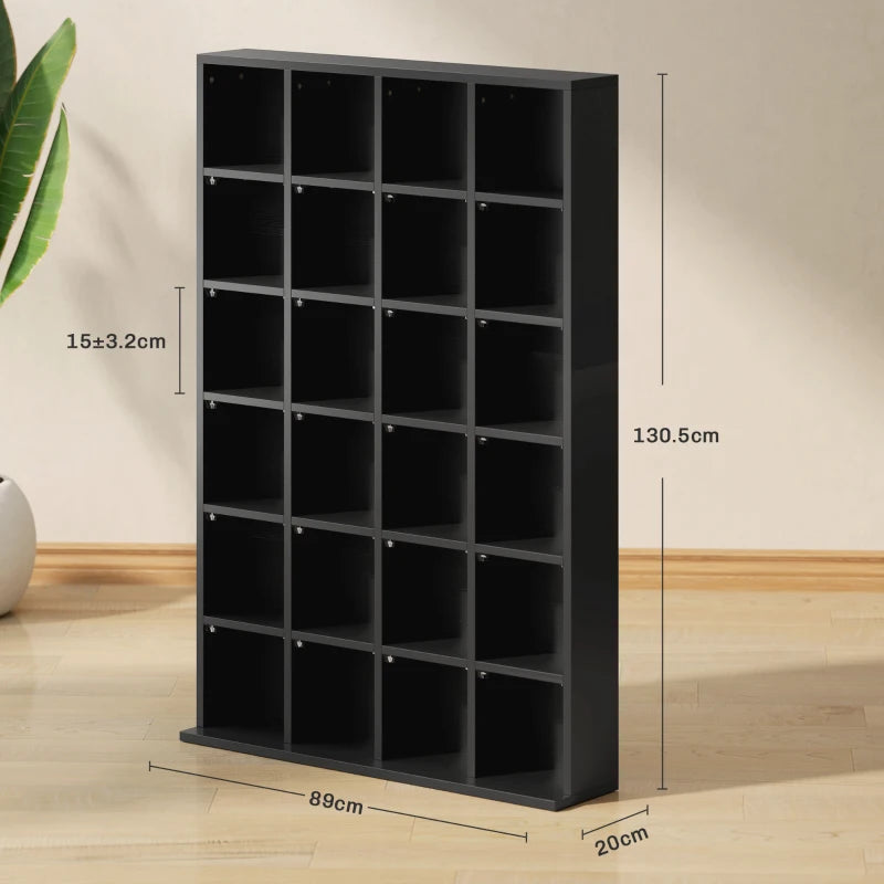Adjustable CD Storage Unit with Shelves - 89 x 130.5 cm, Stylish Black Organizer for Media Collection