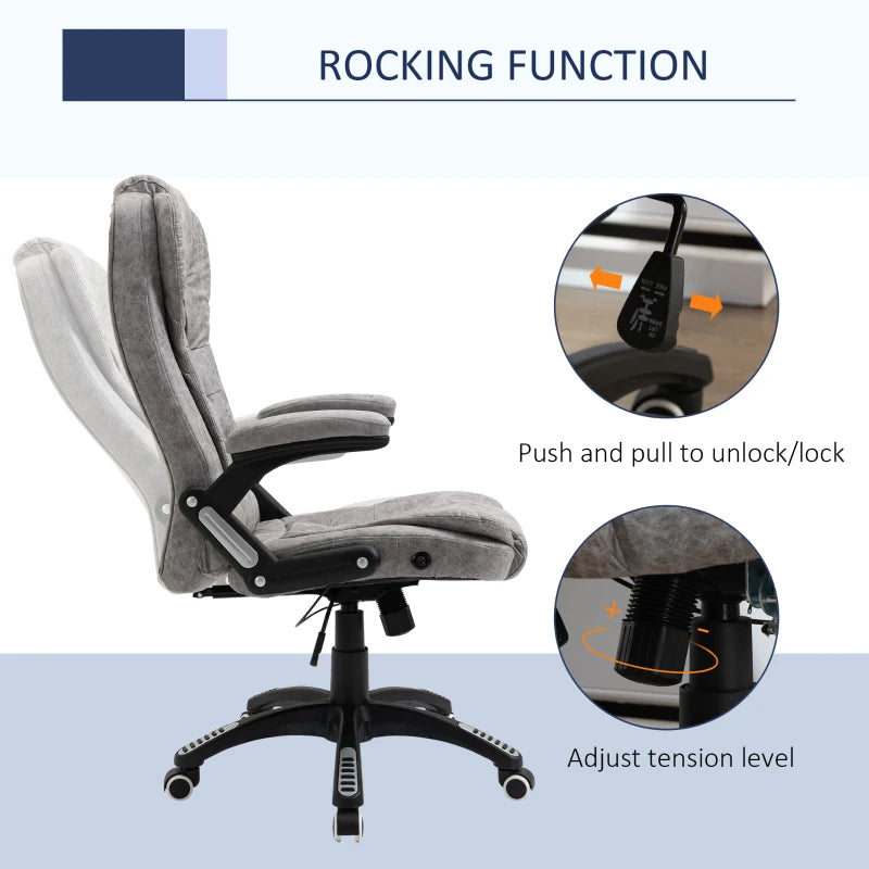 Vinsetto Ergonomic Office Chair - Comfortable Grey Desk Chair with Adjustable Height, Armrests, Reclining & Tilt Function