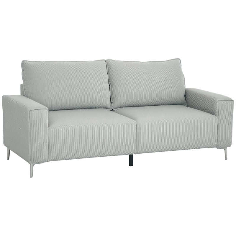 Light Grey Three-Seater Corduroy Sofa for Stylish Living Room Comfort