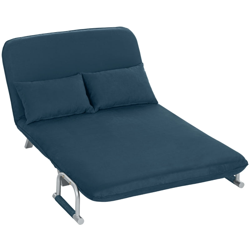 Navy Blue Two-Seater Click-Clack Sofa Bed for Stylish Living Spaces