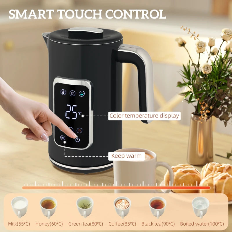 Premium Black Touch Screen Kettle and Toaster Set - Modern Kitchen Appliances for Effortless Cooking and Stylish Design