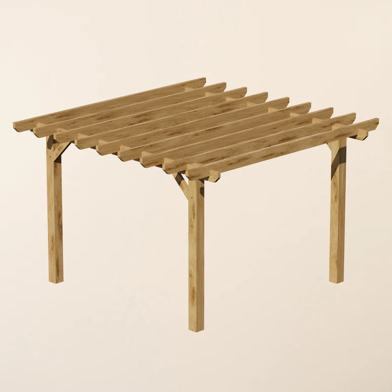 Ruby Oak Flat Roof Pergola with Open Roof Design