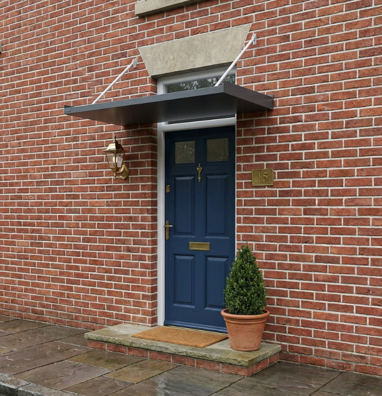 Aurelius LuxeSteel FLAT LED Entrance Canopy with Dual Soffit Arms