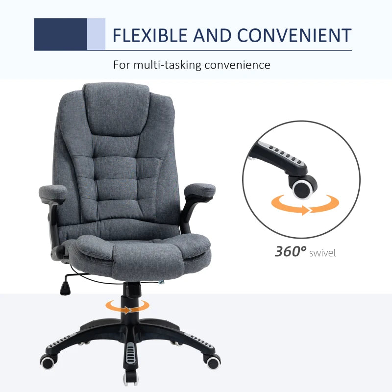 Vinsetto Ergonomic Office Chair - Comfortable Dark Grey Desk Chair with Adjustable Height, Armrests, Reclining & Tilt Function
