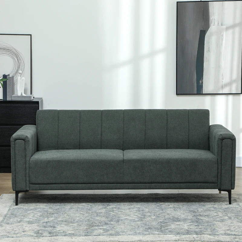 Modern Grey Three-Seater Sofa for Relaxed Living Room Comfort