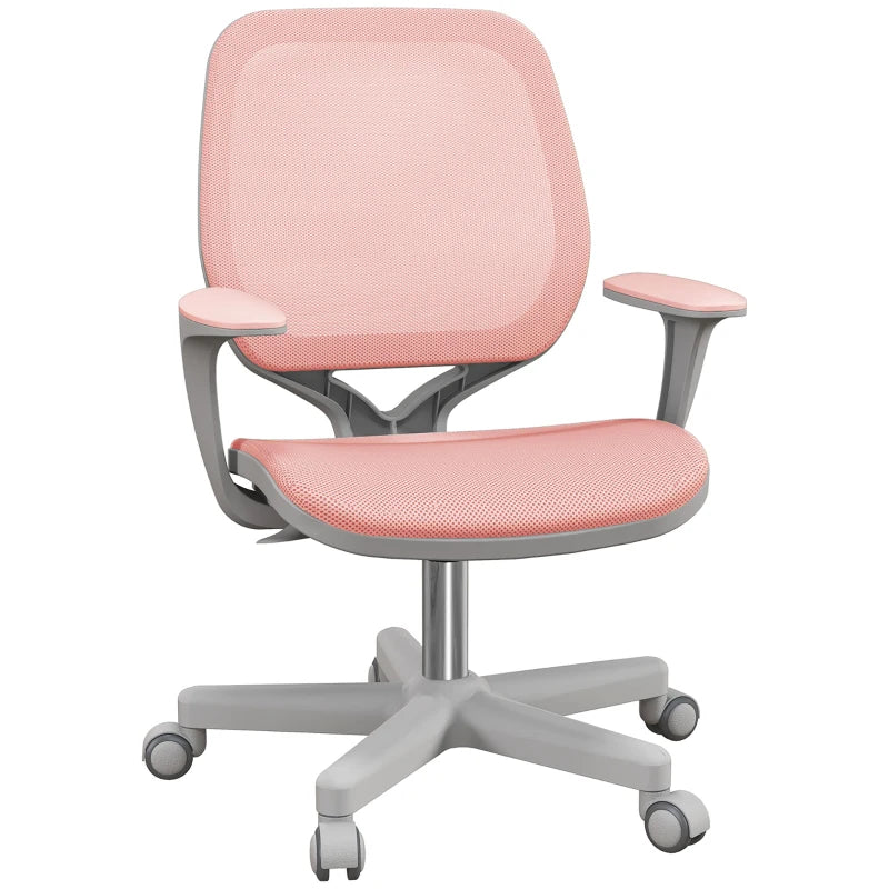 Vinsetto Pink Mesh Back Office Chair - Adjustable Height 44-56cm Ergonomic Design for Home & Office Use