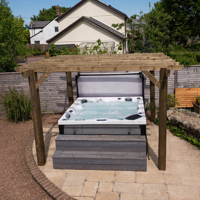Ruby Flat Roof Wooden Pergola with Open Slatted Design - Modern Garden Pergola Structure