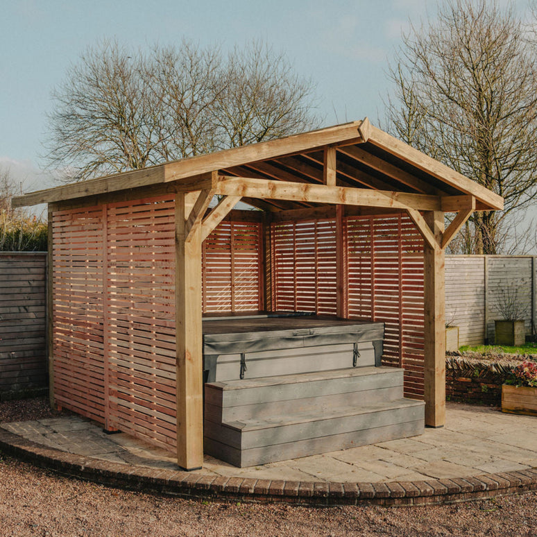 Ruby Wooden Apex Gazebo with Treated Featheredge Roof & Overhang - Premium Garden Gazebo