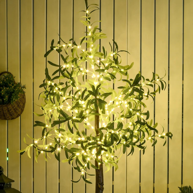 300 LED Light Decorative Artificial Olive Tree - Lifelike Green Home Decor for Indoor & Outdoor Use