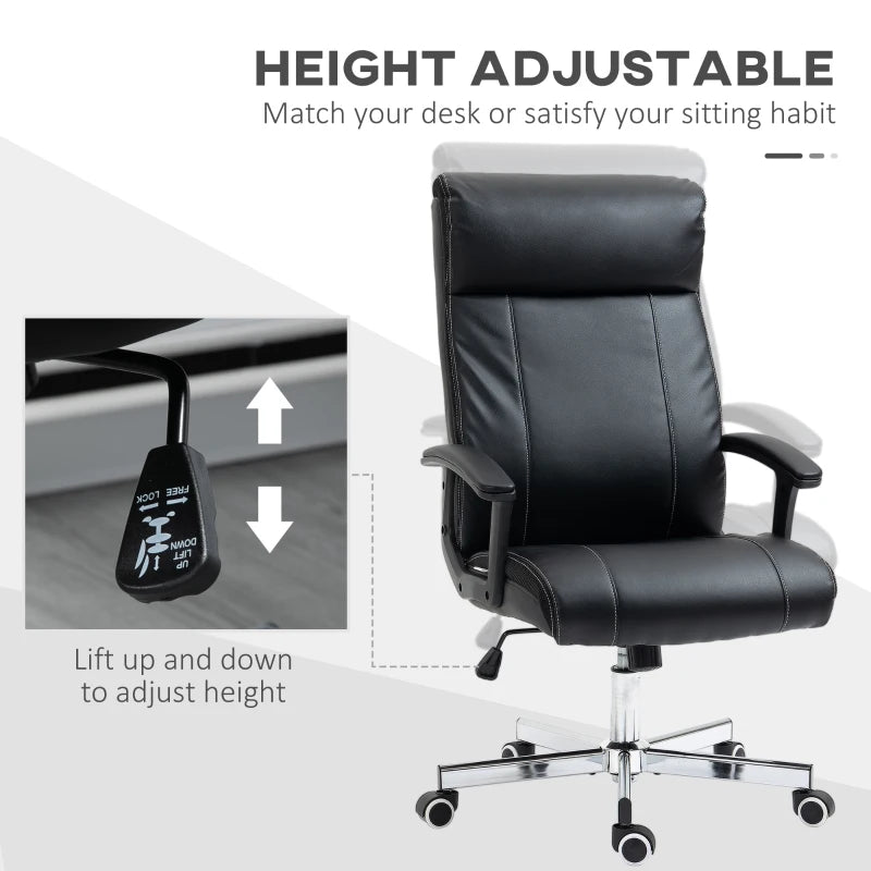 Vinsetto High Back Massage Office Chair - PU Leather Desk Chair with 6 Point Massage, Adjustable Height & Remote Control, Black