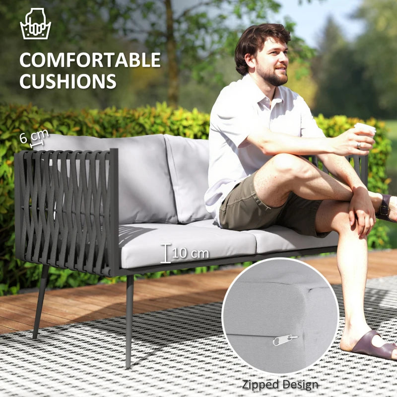 Light Grey 4-Piece Garden Furniture Set with Cushions - Outdoor Patio Seating