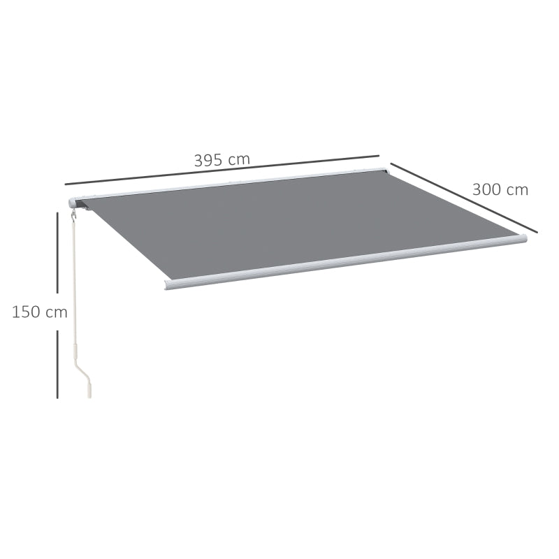Grey 4m x 3m Retractable Awning