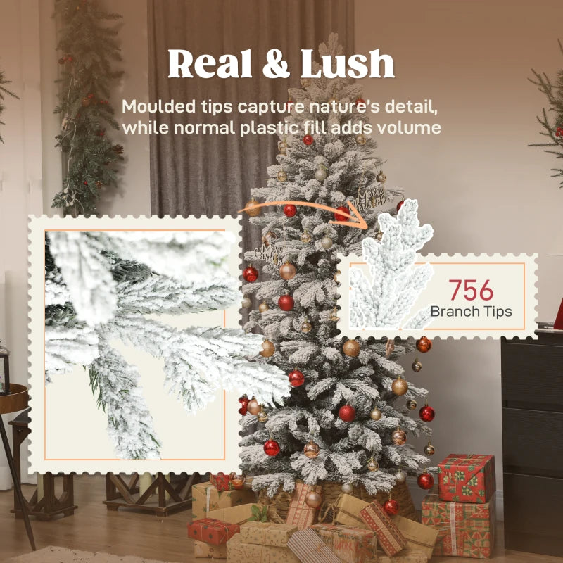 6ft Flocked Artificial Christmas Tree - Realistic Snowy Pine Look, Perfect for Holiday Decor, Easy Assembly, Indoor Use