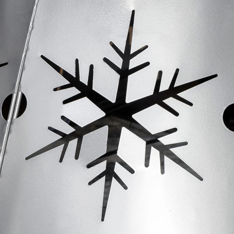 Silver Christmas Tree Collar - 66cm Base Cover with Hollow Snowflake Patterns for Holiday Party Home Decoration