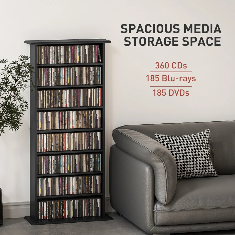 360 CD Storage Unit - Black | Stylish & Durable Media Organizer for CDs, DVDs, and Games | Space-Saving Design