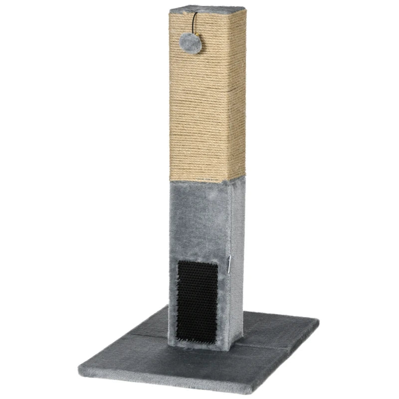 79cm Cat Tree Scratching Post - Indoor Jute Scratcher Climber with Carpet Base & Dangling Toy - Grey