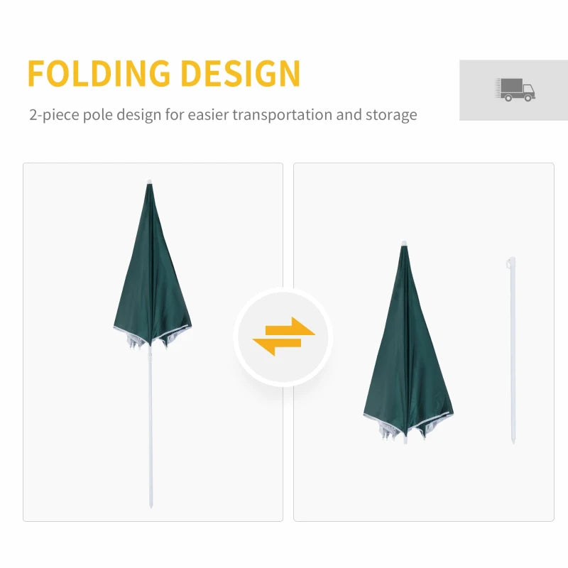 Green Fishing Beach Umbrella with Sides and Carry Bag