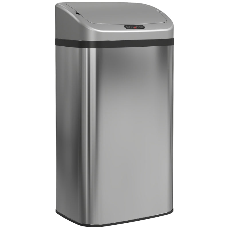48L Stainless Steel Touchless Sensor Trash Bin Silver Tone