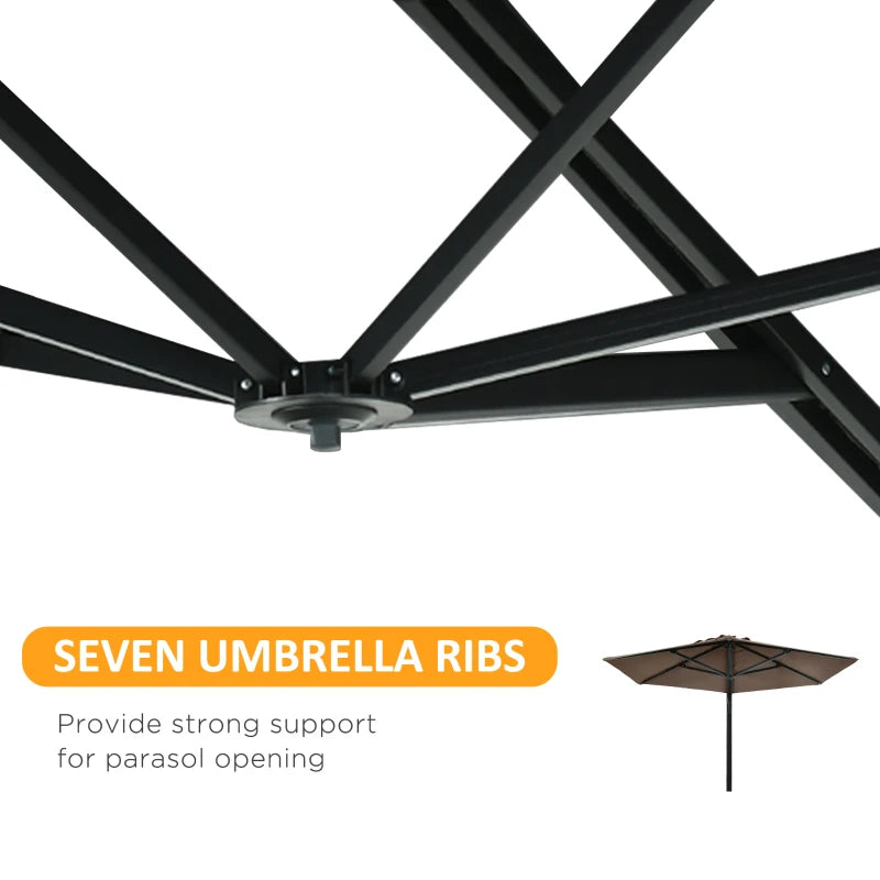 Khaki Wall Mounted Patio Umbrella with Rotatable Canopy - 2.5m