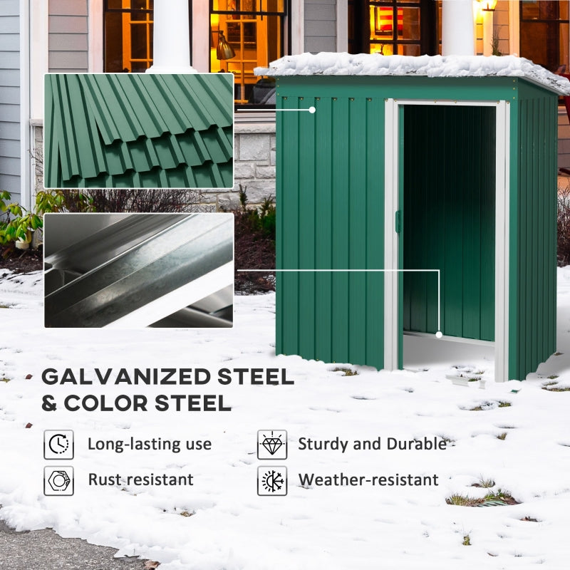 Small Green Metal Storage Shed