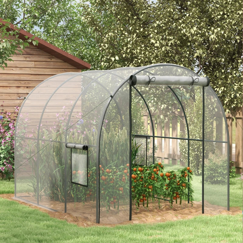 Greenhouse Walk-in Grow House with Plastic Cover, 3x2x2m, Green