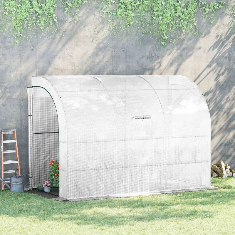 White Outdoor Plant Nursery Greenhouse with Zippered Doors, 3-Tier Shelves
