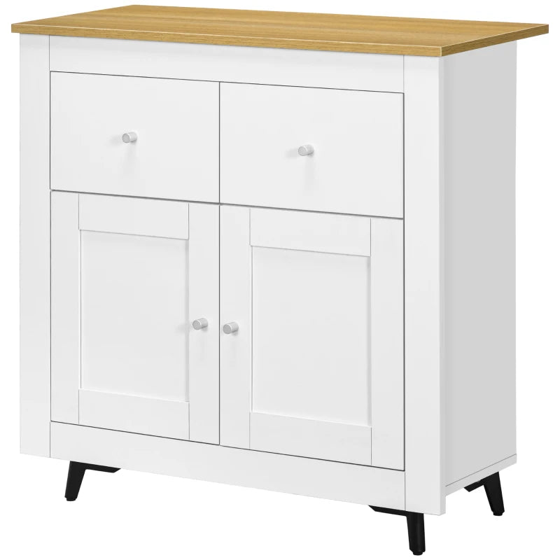 Modern White Sideboard Storage Cabinet with Double Doors & Drawers - Stylish Kitchen Cupboard for Dining Room, Living Room & Entryway