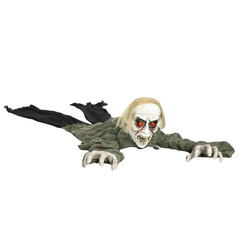 Crawling Zombie Outdoor Halloween Decoration 167 cm - Animated Prop with Sound Activation & Light Up Eyes for Spooky Decor
