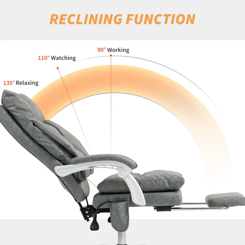 Ergonomic Faux Leather Office Chair with Inflatable Lumbar Support - Stylish Grey Design for Ultimate Comfort