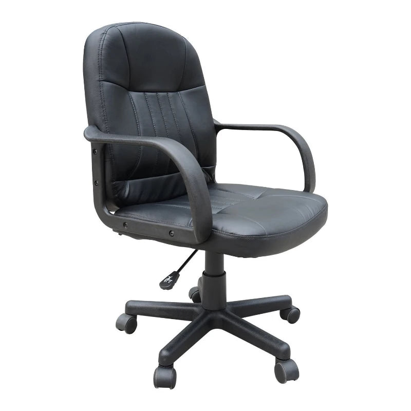 Swivel Executive Office Chair PU Leather Computer Desk Chair Adjustable Height with Wheels Black