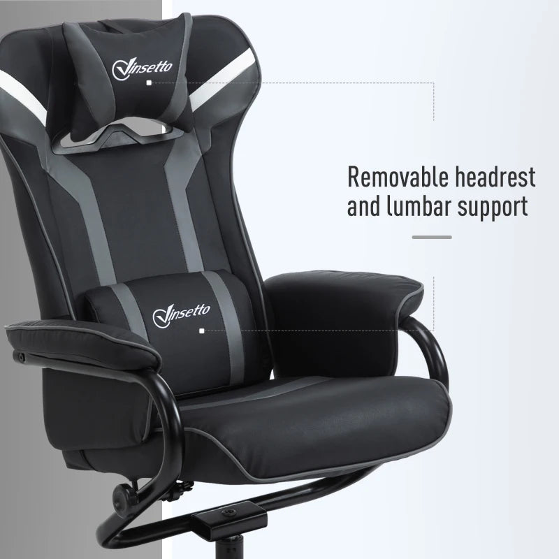 Vinsetto Grey Reclining Chair and Stool Set - Ergonomic Recliner with Headrest, Lumbar Support, Pedestal Base for Home Office